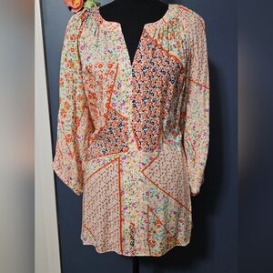 NWT Rose + Olive Patchwork Floral Print Poet Top Plus Size 1X